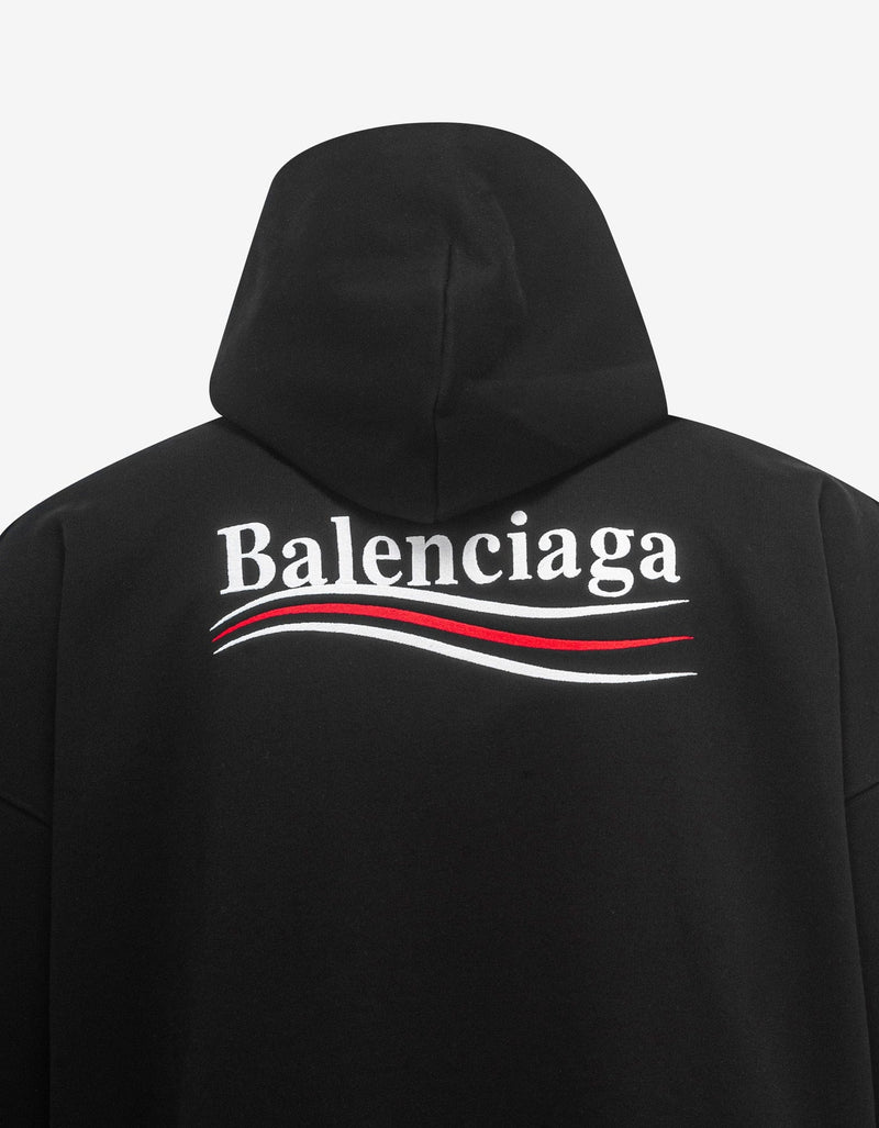 Balenciaga Black Political Logo Large Fit Hoodie