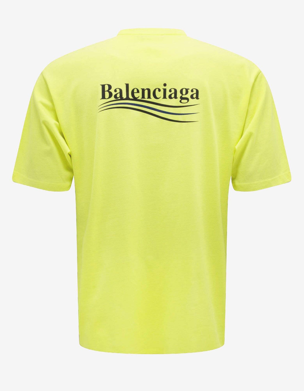 Balenciaga Fluorescent Yellow Political Logo Large Fit T-Shirt