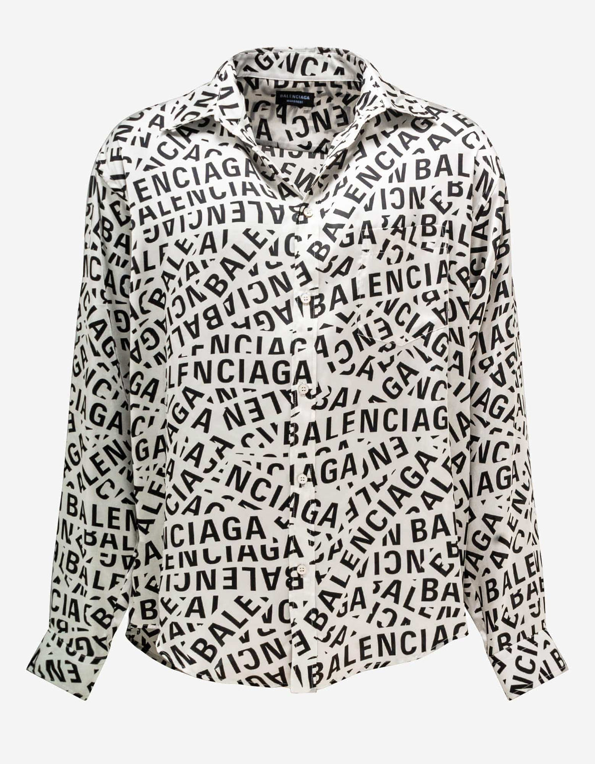 Balenciaga Grey Logo Stripe Large FIt Shirt