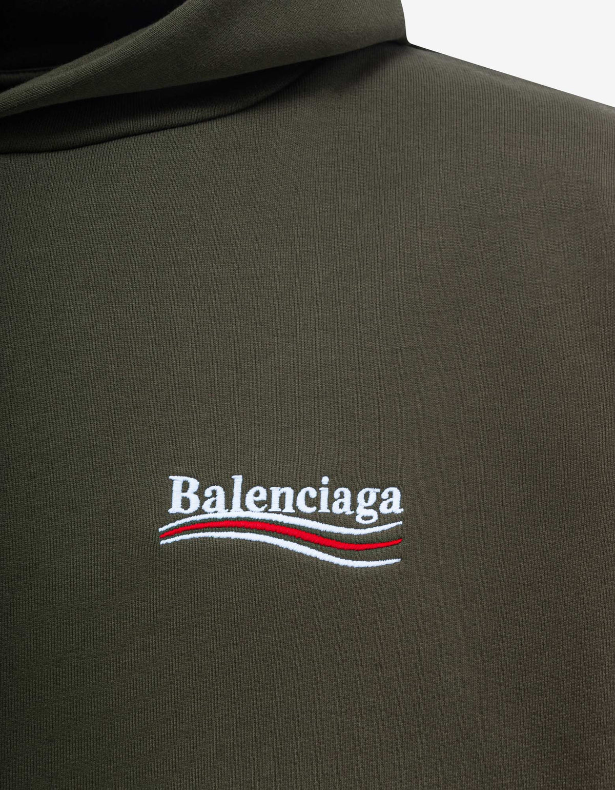 Balenciaga Khaki Political Logo Large Fit Hoodie