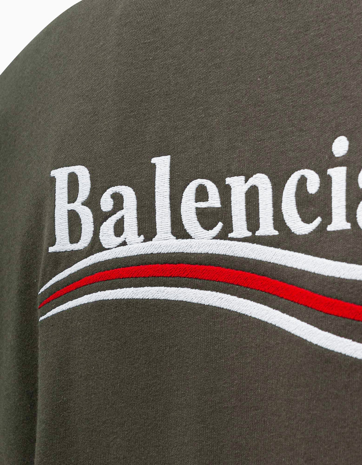 Balenciaga Khaki Political Logo Print Large Fit T-Shirt