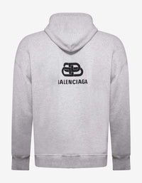 Balenciaga Light Grey Back BB Logo Print Hoodie