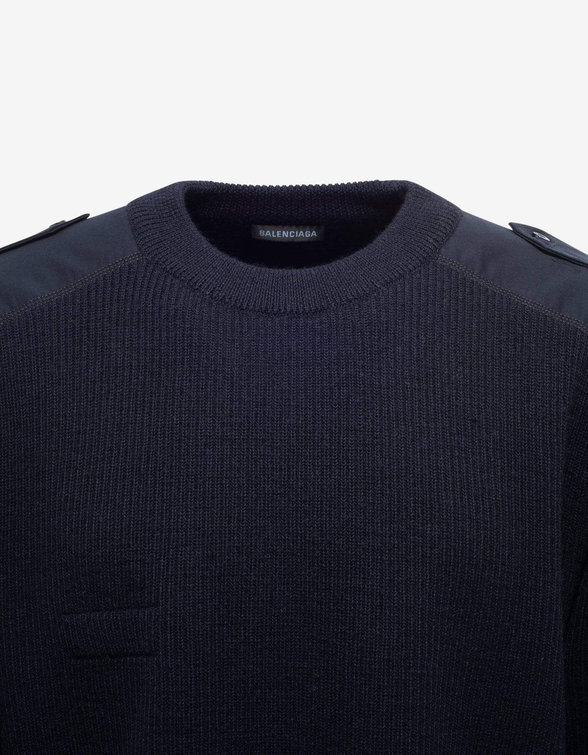 Balenciaga Navy Blue Logo Panelled Sweater
