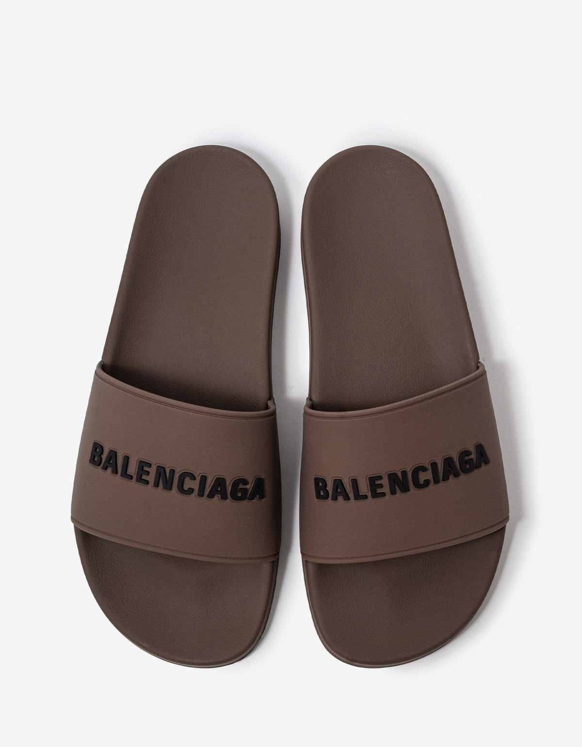 Balenciaga Taupe Logo Slide Sandals