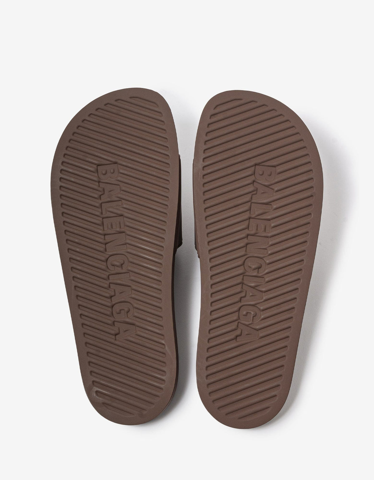 Balenciaga Taupe Logo Slide Sandals