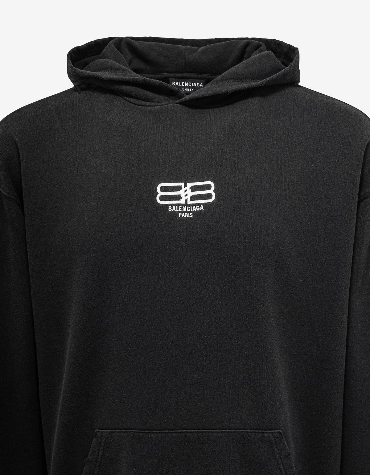 Balenciaga Washed Black BB Logo Medium Fit Hoodie