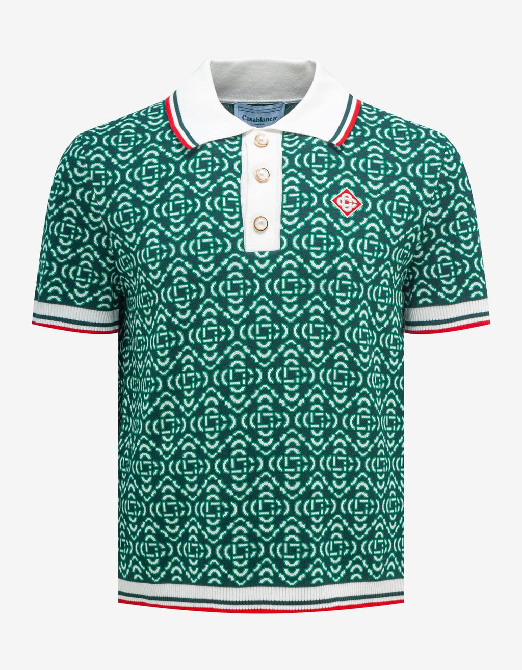 Casablanca Casablanca Green Logo Jacquard Polo T-Shirt