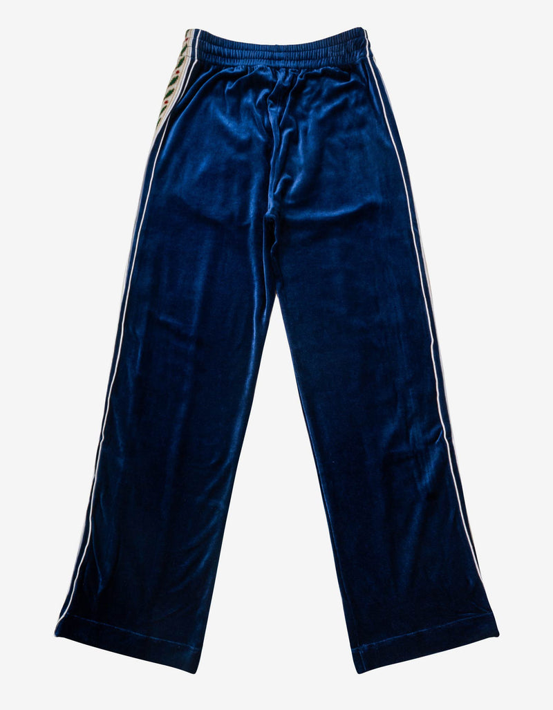 Casablanca Navy Blue Laurel Velour Track Pants