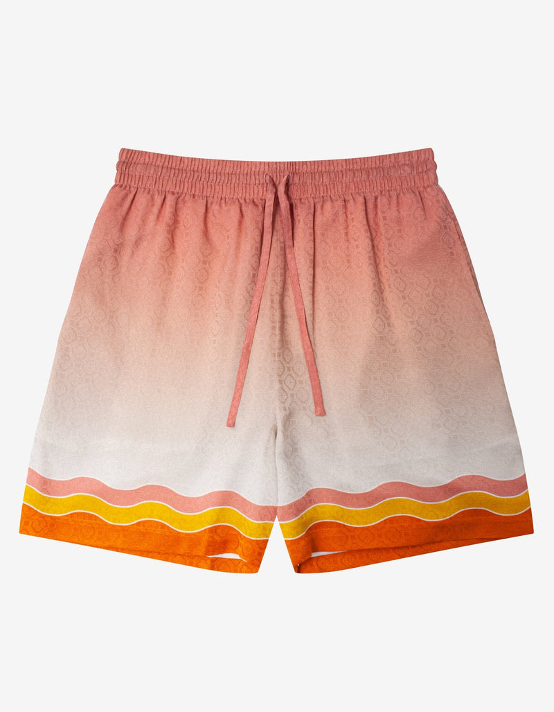 Casablanca Orange Rainbow Monogram Silk Shorts