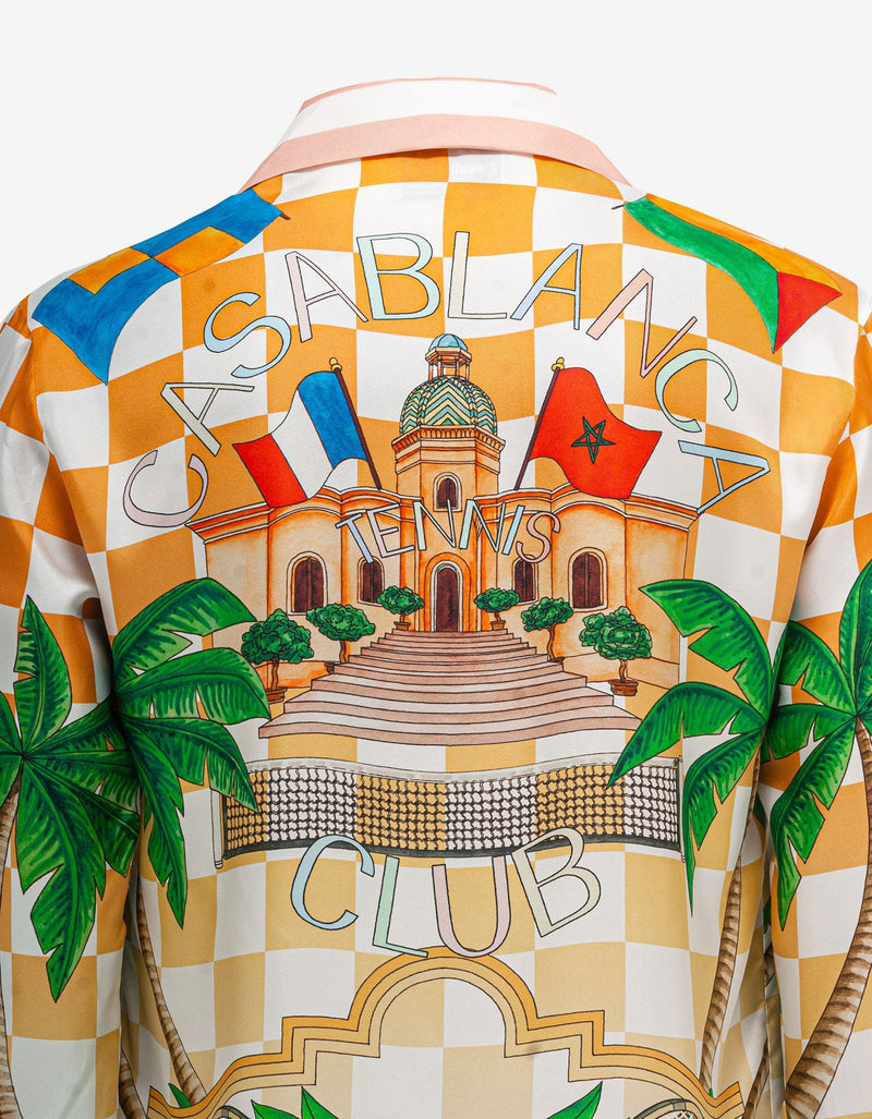 Casablanca Tennis Club Cuban Collar Silk Shirt