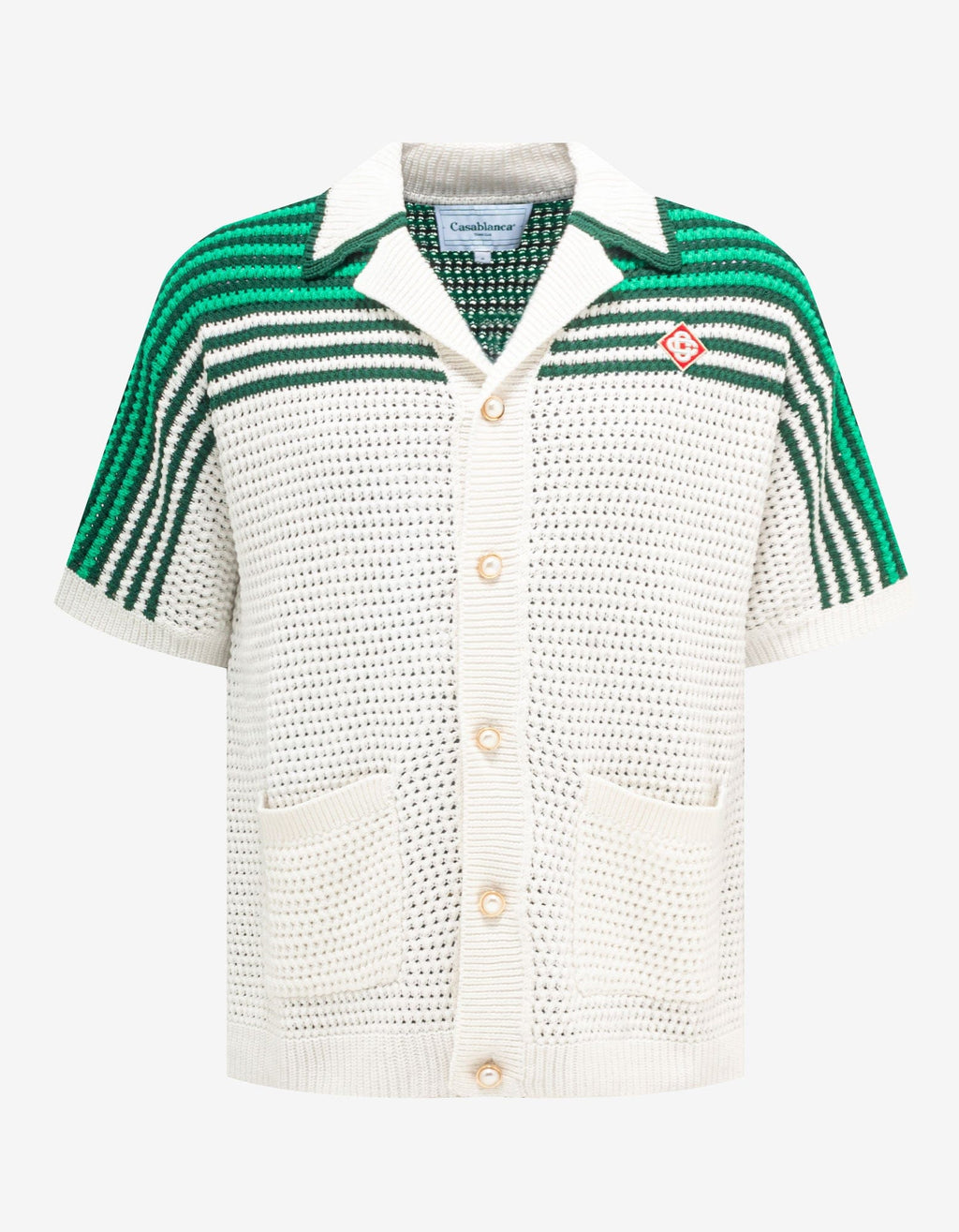 Casablanca Casablanca White & Green Tennis Crochet Shirt