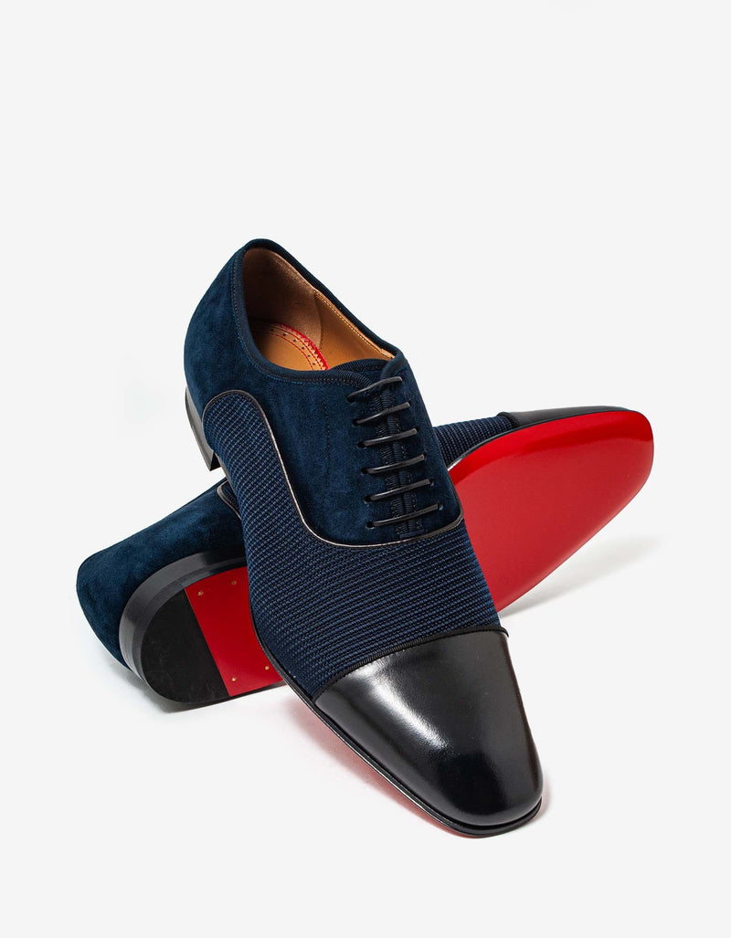 Christian Louboutin Blue & Black Greggo Orlato Flat Oxford Shoes