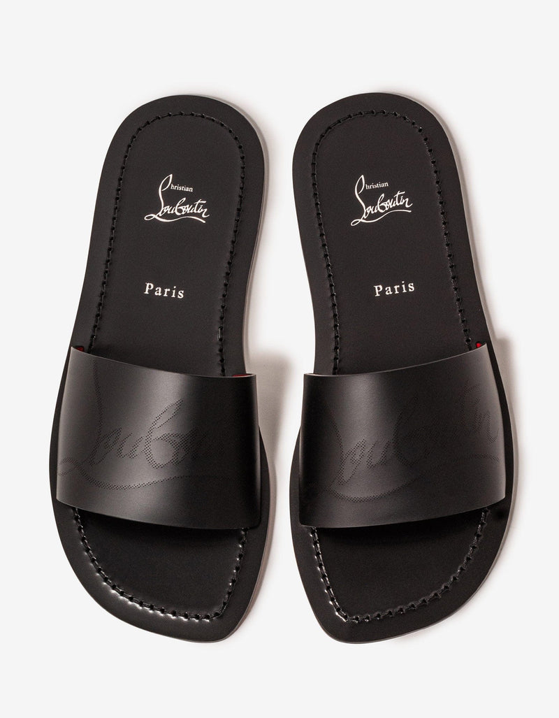 Christian Louboutin Coolraoul Black Leather Slide Sandals