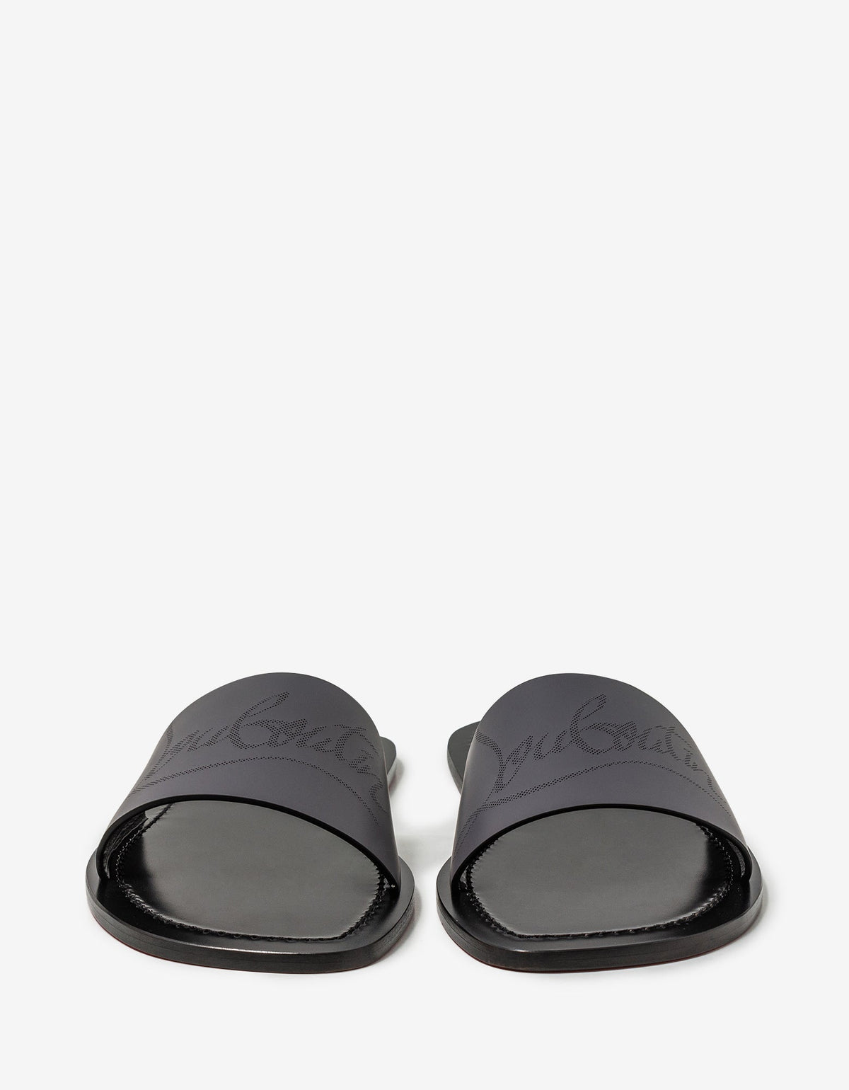 Christian Louboutin Coolraoul Grey Leather Slide Sandals