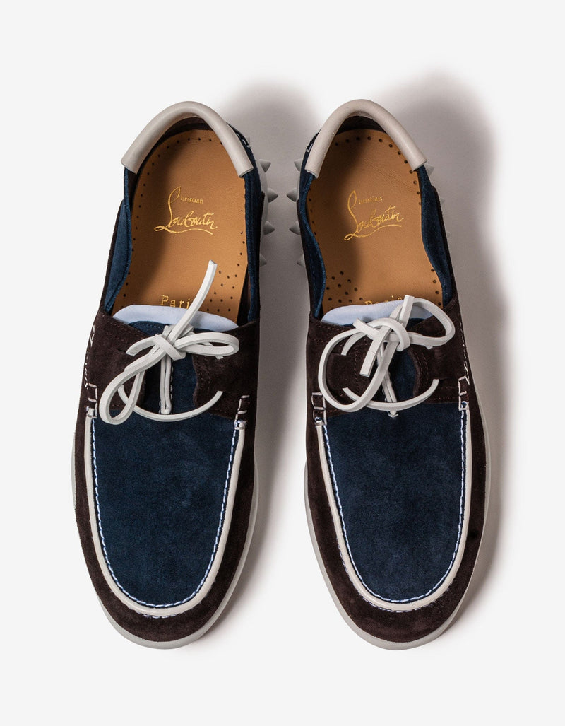 Christian Louboutin Geromoc Navy & Brown Suede Leather Loafer