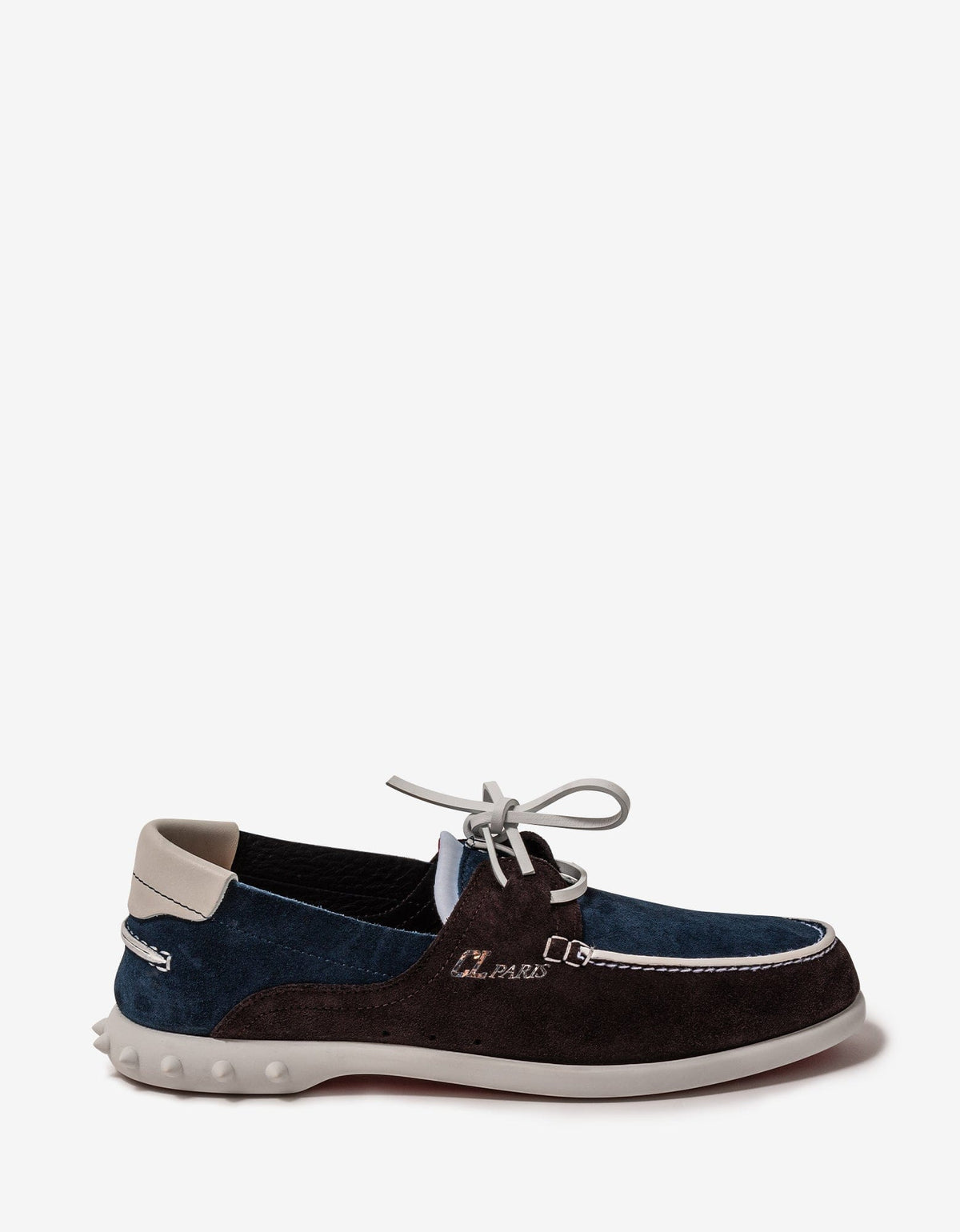 Christian Louboutin Geromoc Navy & Brown Suede Leather Loafer -