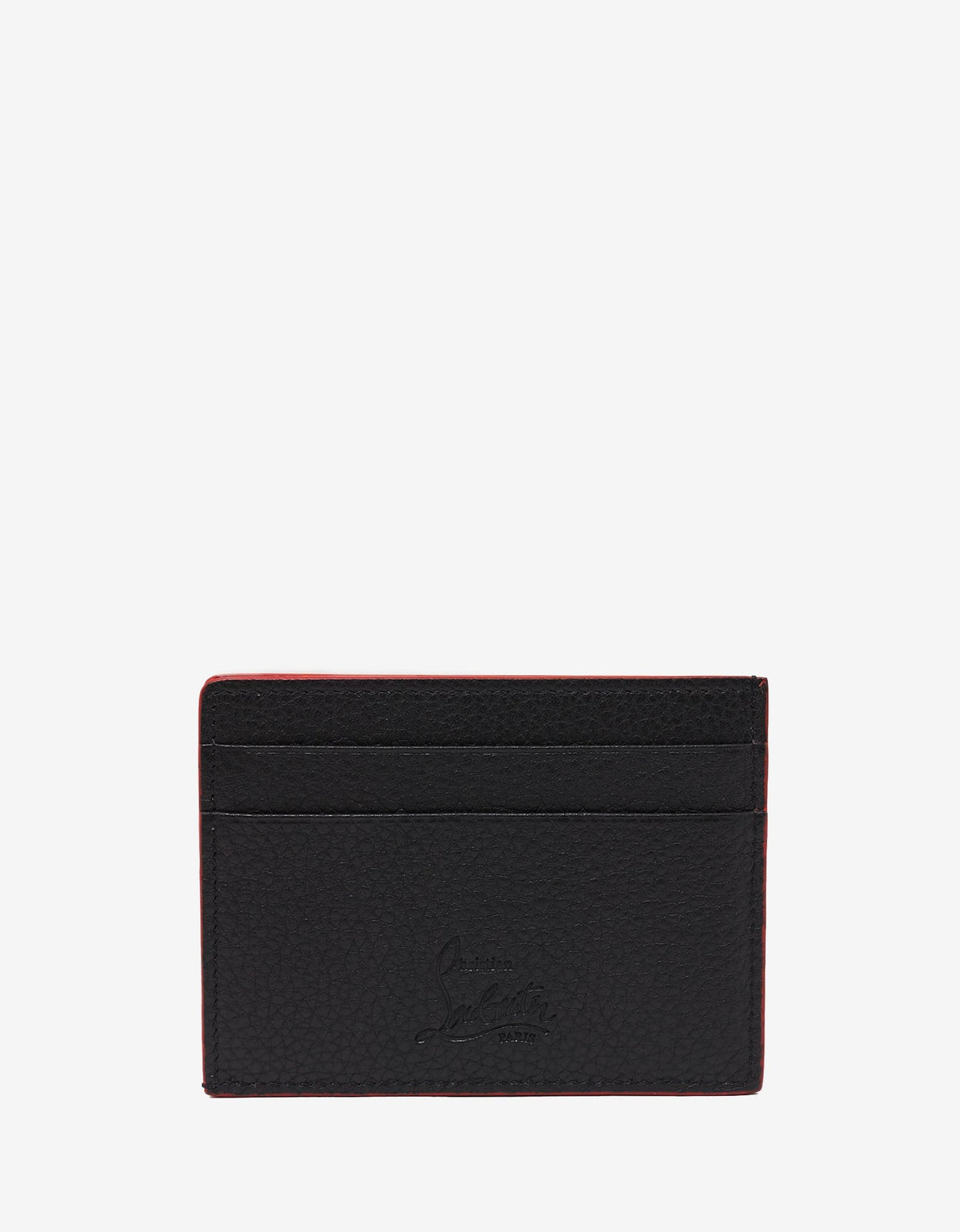 Christian Louboutin Kios Black Grain Leather Spikes Card Holder