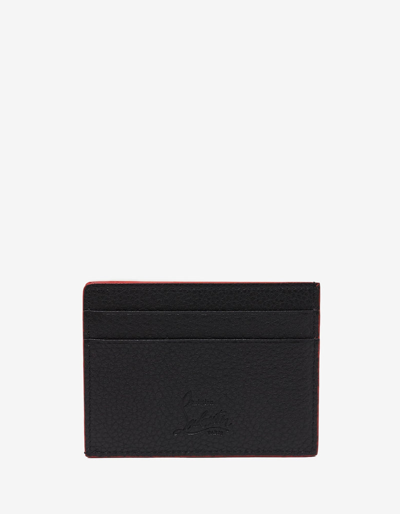 Christian Louboutin Kios Black Grain Leather Spikes Card Holder -