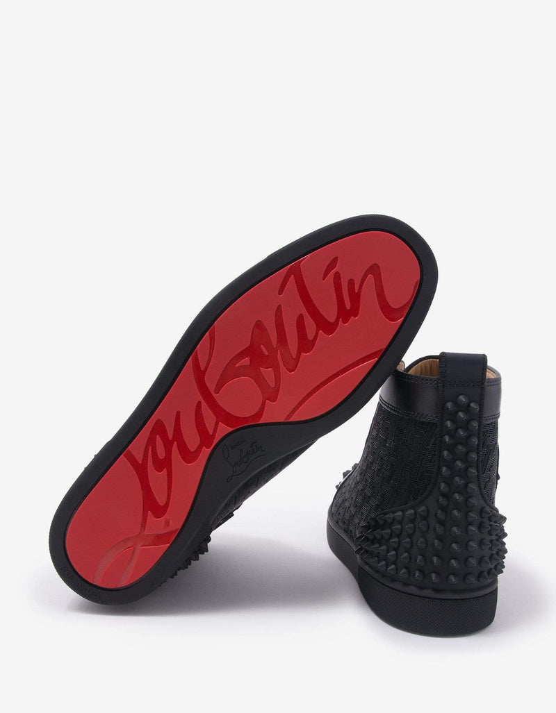 Christian Louboutin Lou Spikes 2 Black CL Logo High Top Trainers
