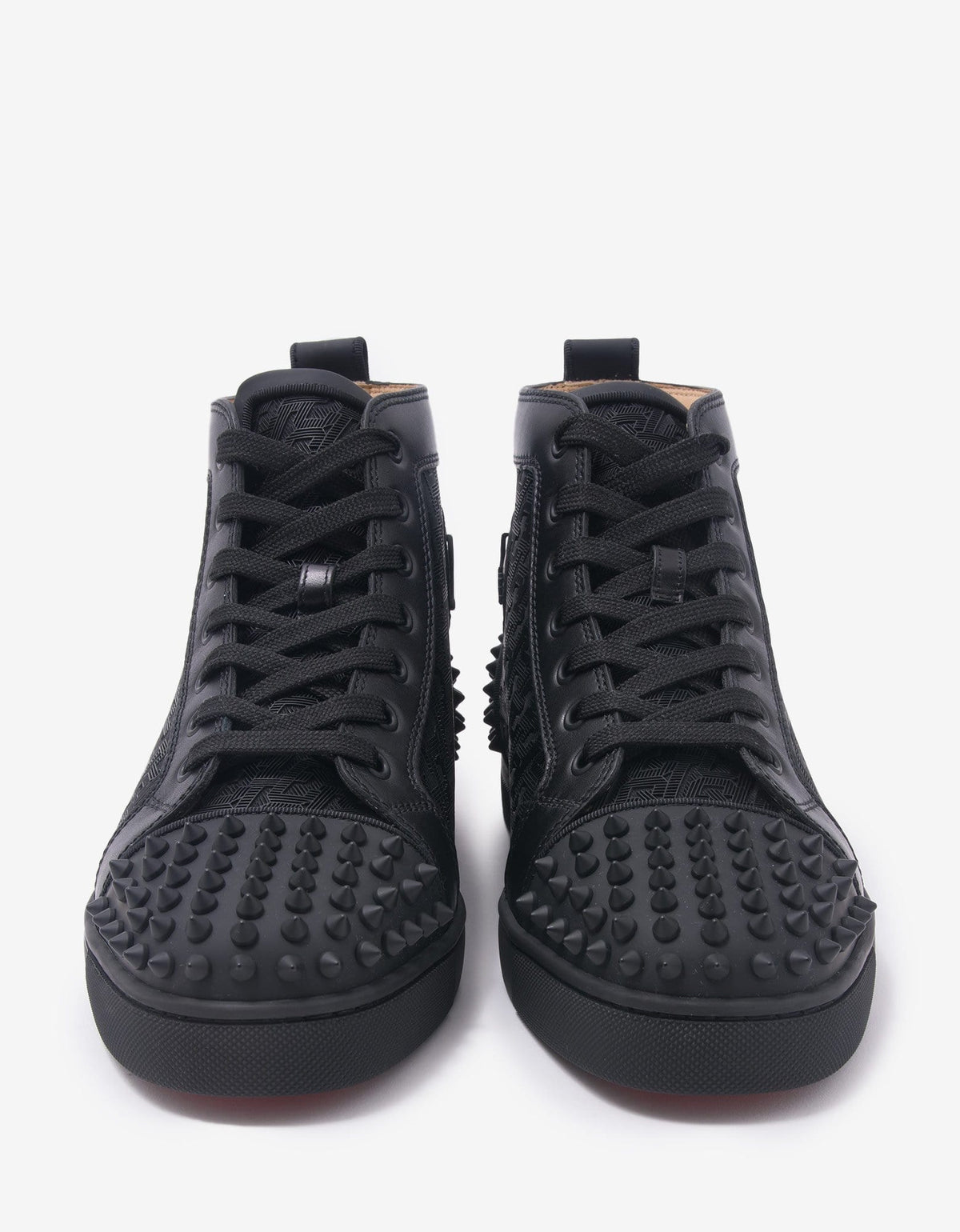 Christian Louboutin Lou Spikes 2 Black CL Logo High Top Trainers -
