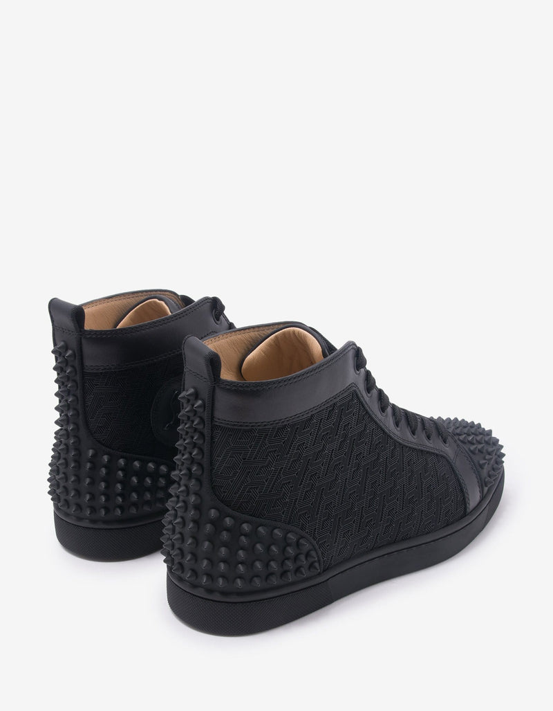 Christian Louboutin Lou Spikes 2 Black CL Logo High Top Trainers