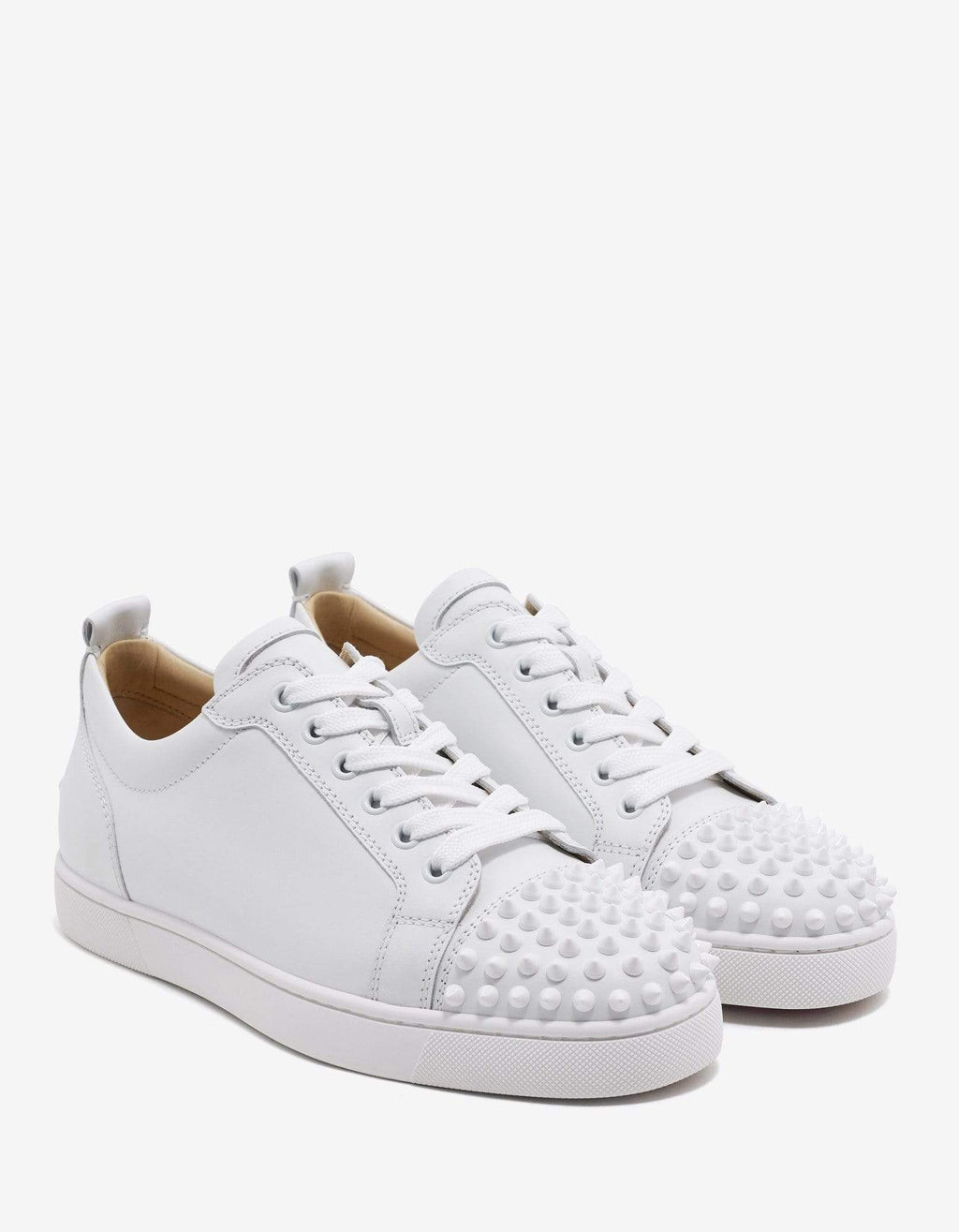 Christian Louboutin Louis Junior Spikes Flat White Leather Trainers ...