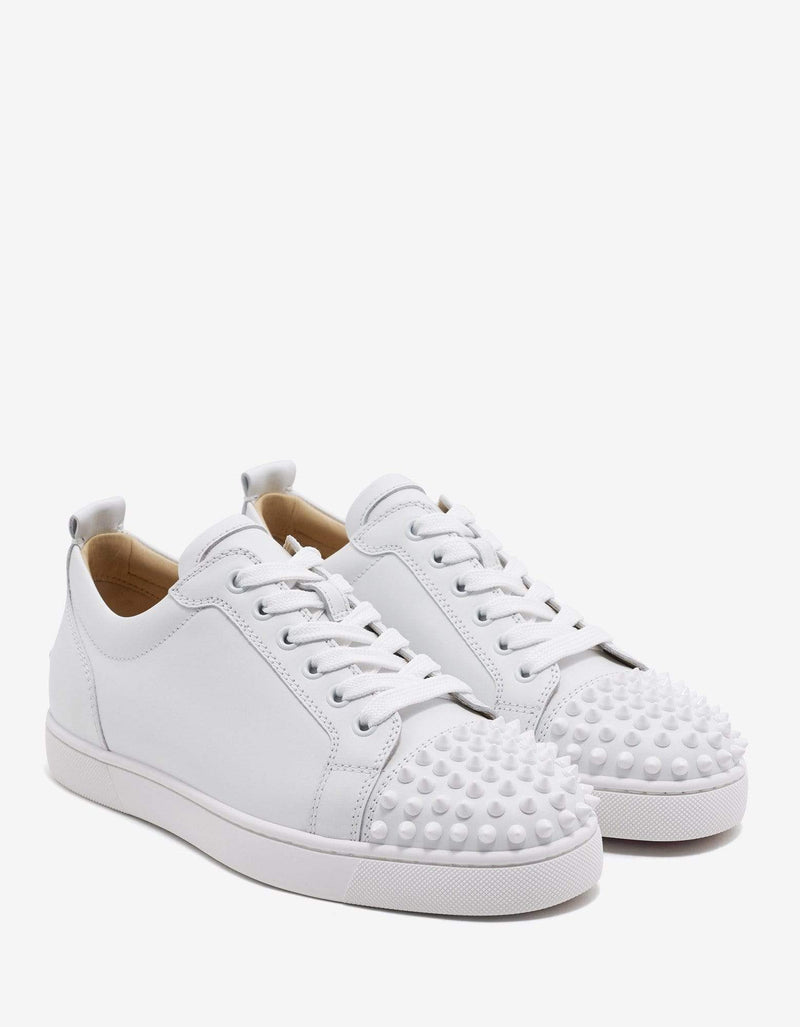 Christian Louboutin Louis Junior Spikes Flat White Leather Trainers