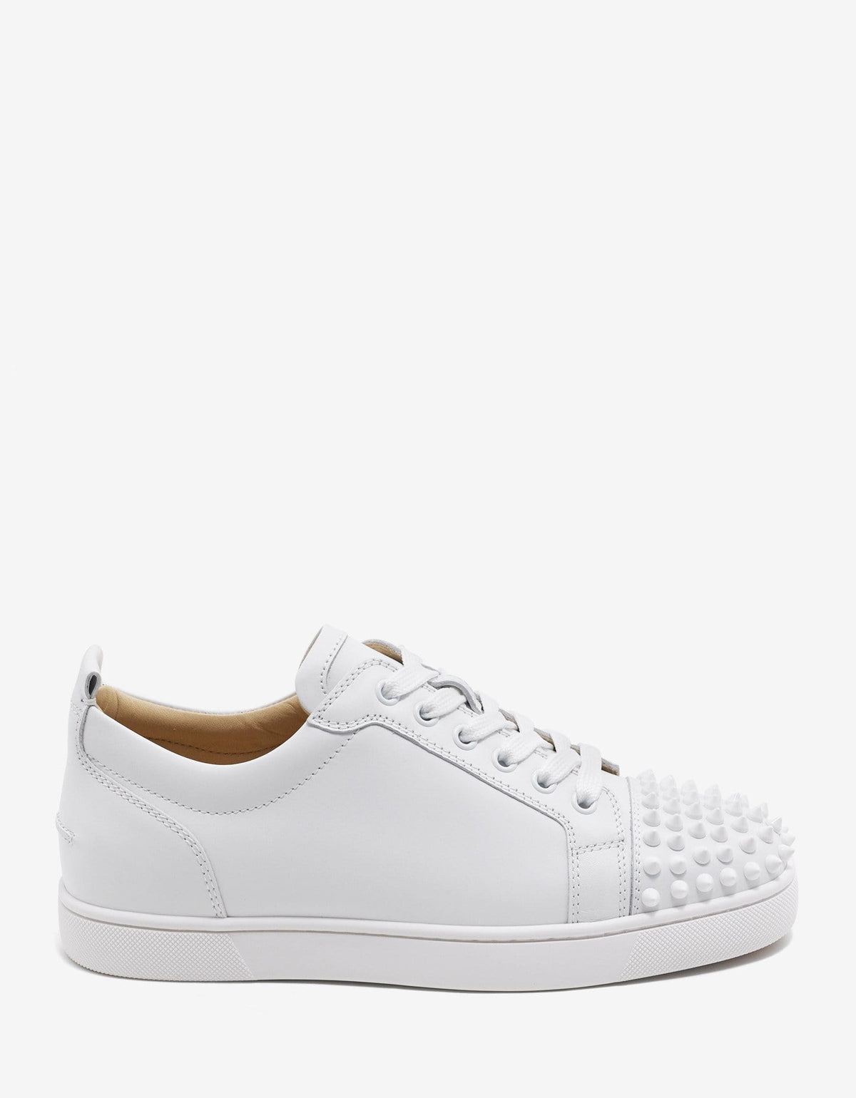 Christian Louboutin Louis Junior Spikes Flat White Leather Trainers -
