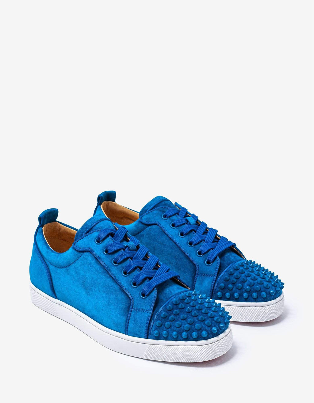 Christian Louboutin Christian Louboutin Louis Junior Spikes Orlato Blue & White Suede Trainers