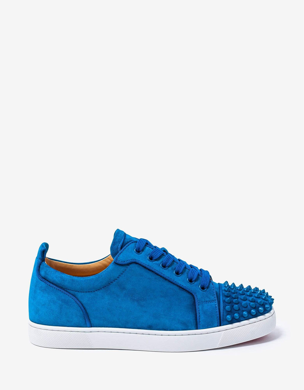 Christian Louboutin Louis Junior Spikes Orlato Blue & White Suede Trainers