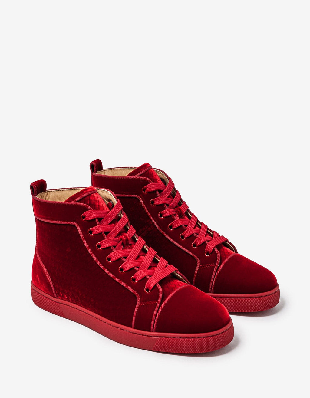 Christian Louboutin Christian Louboutin Louis Orlato Red Velvet High Top Trainers