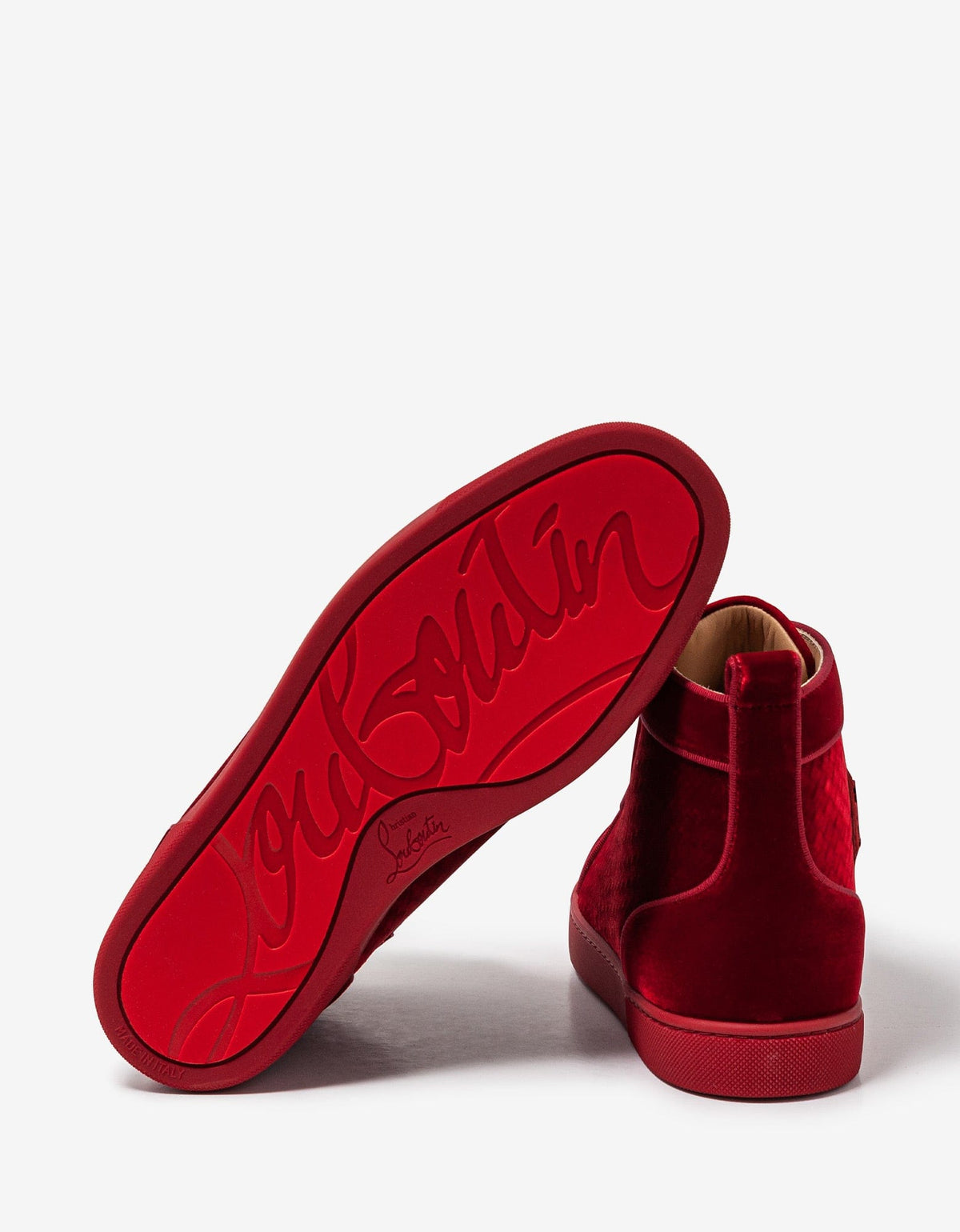 Christian Louboutin Louis Orlato Red Velvet High Top Trainers