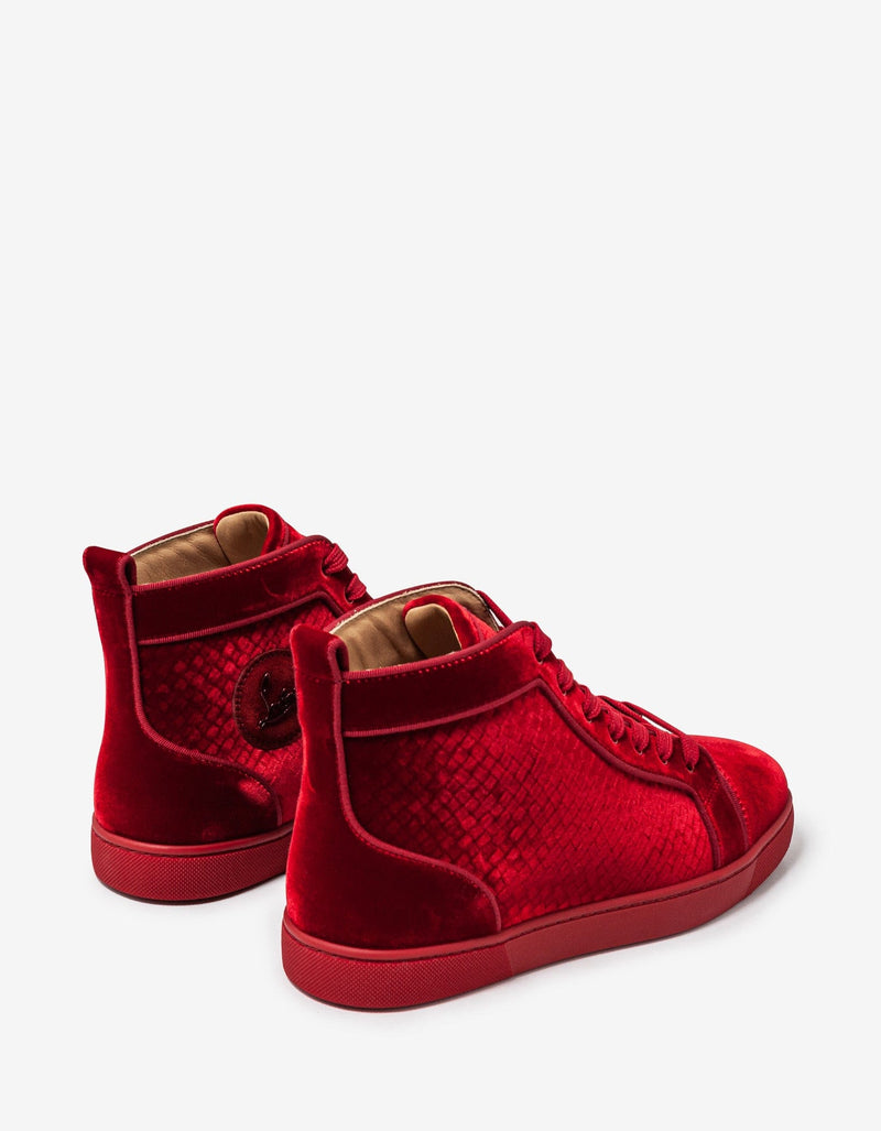 Christian Louboutin Louis Orlato Red Velvet High Top Trainers