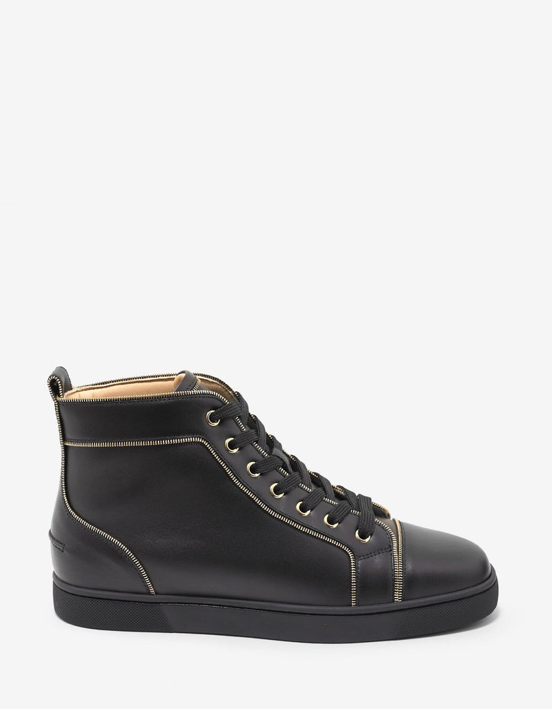 Christian Louboutin Louis Z Flat Black Leather High Top Trainers -