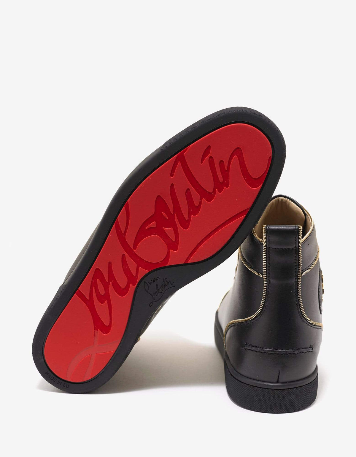 Christian Louboutin Louis Z Flat Black Leather High Top Trainers