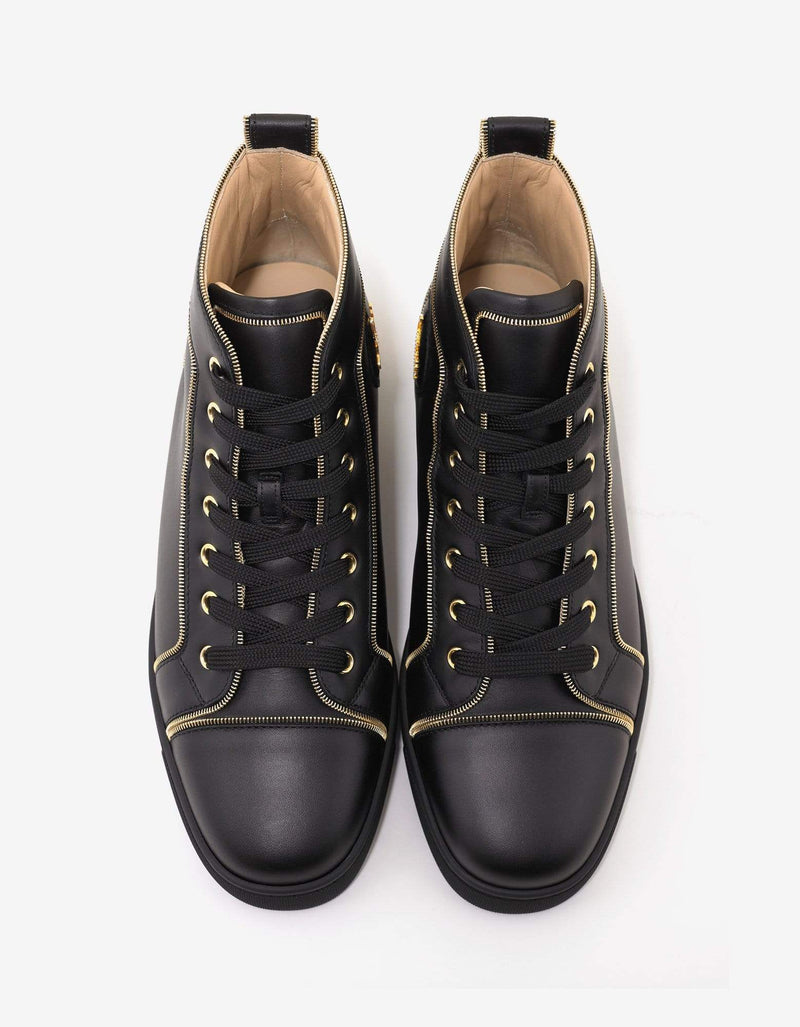 Christian Louboutin Louis Z Flat Black Leather High Top Trainers -
