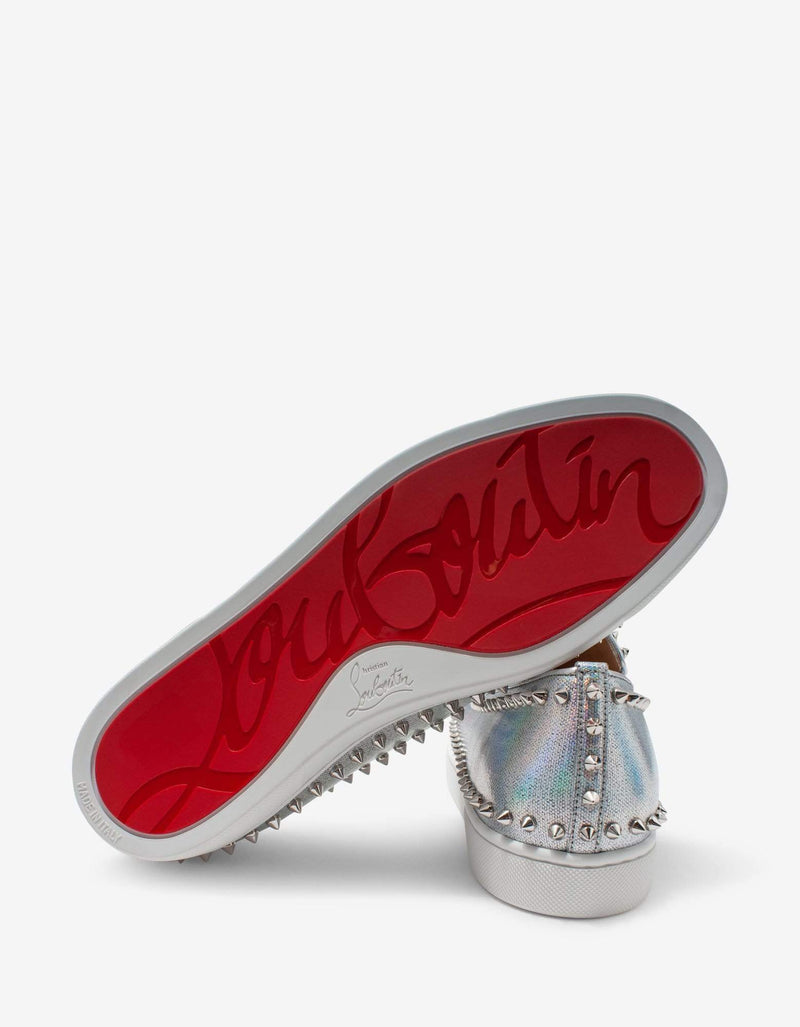 Christian Louboutin Pik Boat Silver Coated Canvas Trainers