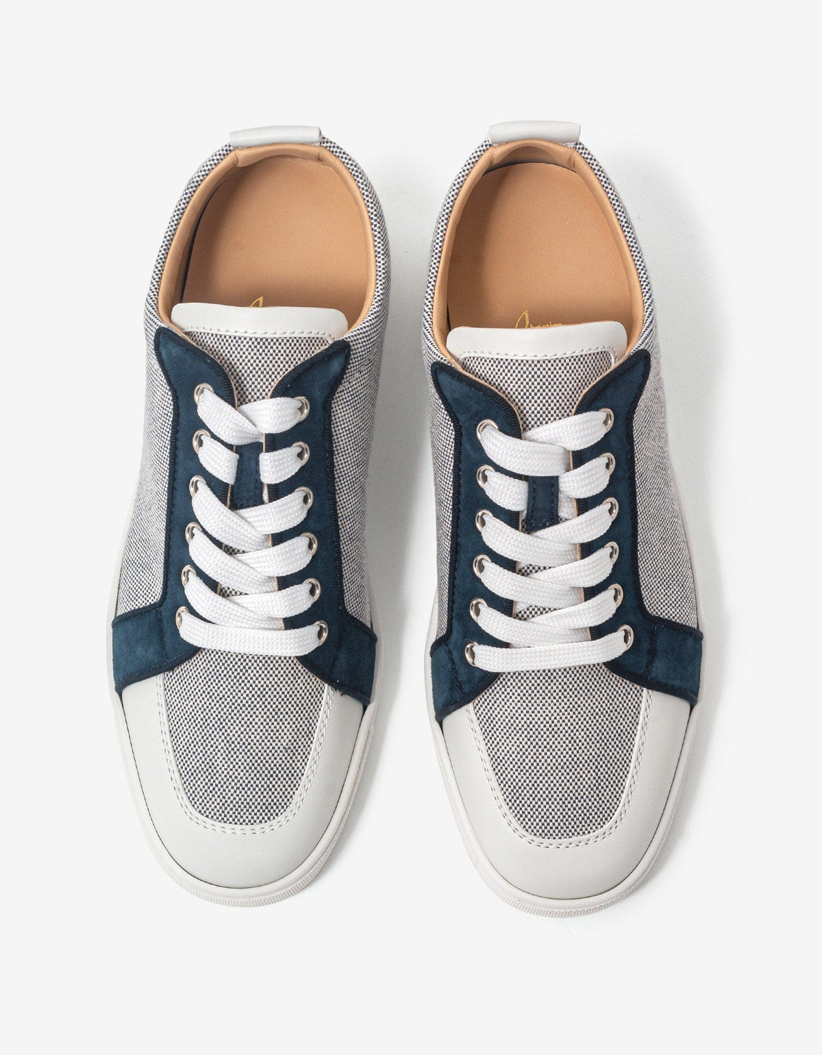 Christian Louboutin Rantulow Flat Navy Blue and & White Trainers -