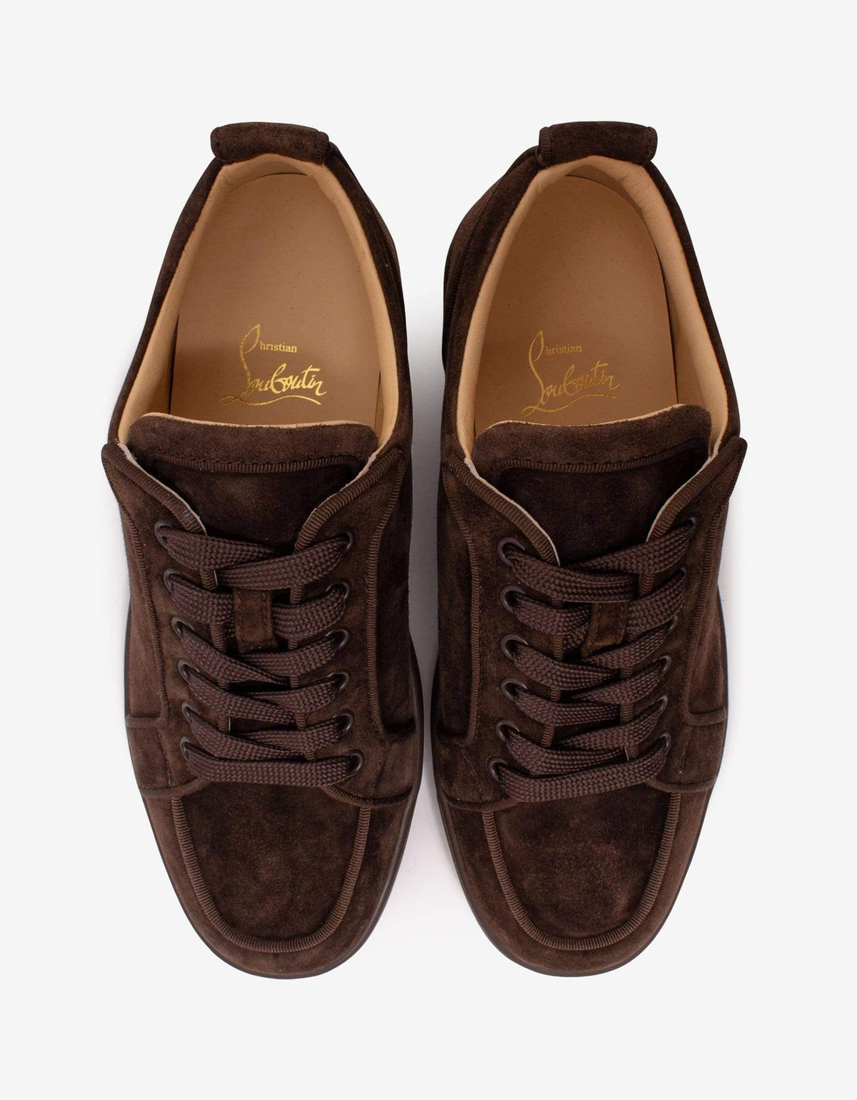Christian Louboutin Rantulow Orlato Brown Suede Leather Trainers