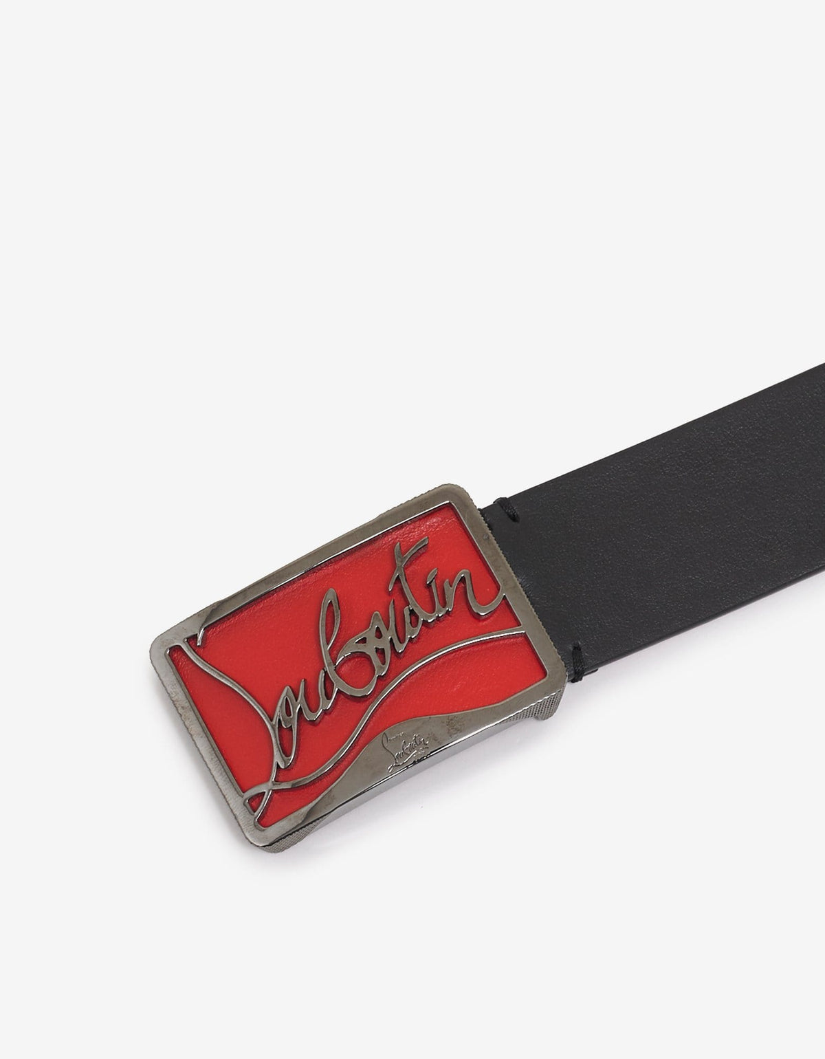 Christian Louboutin Ricky Signature Logo Buckle Black Belt -