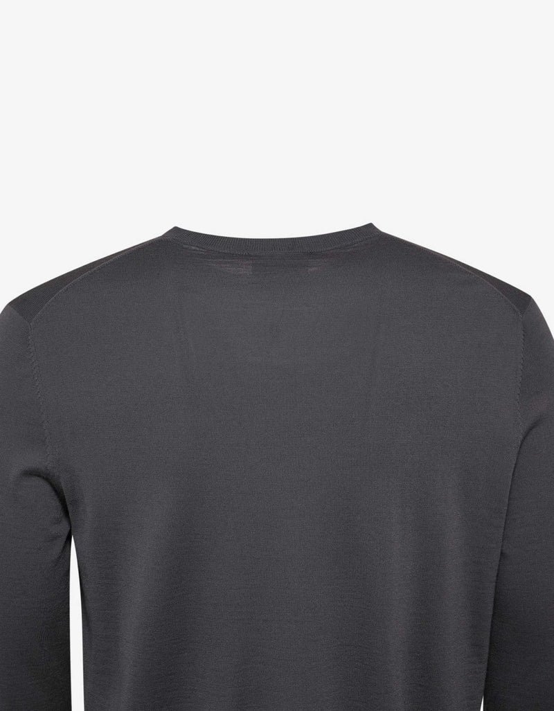 Emporio Armani Grey Logo Embossed Wool Sweater