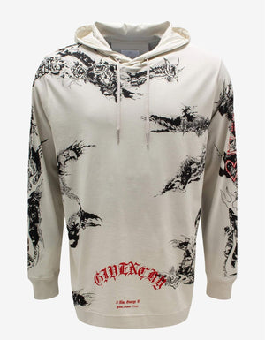Givenchy Beige Gothic Print Oversized Hoodie