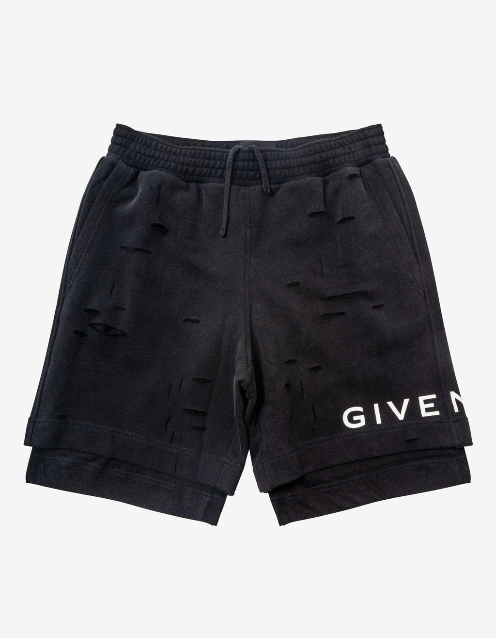 Givenchy Givenchy Black Archetype Logo Destoyed Shorts