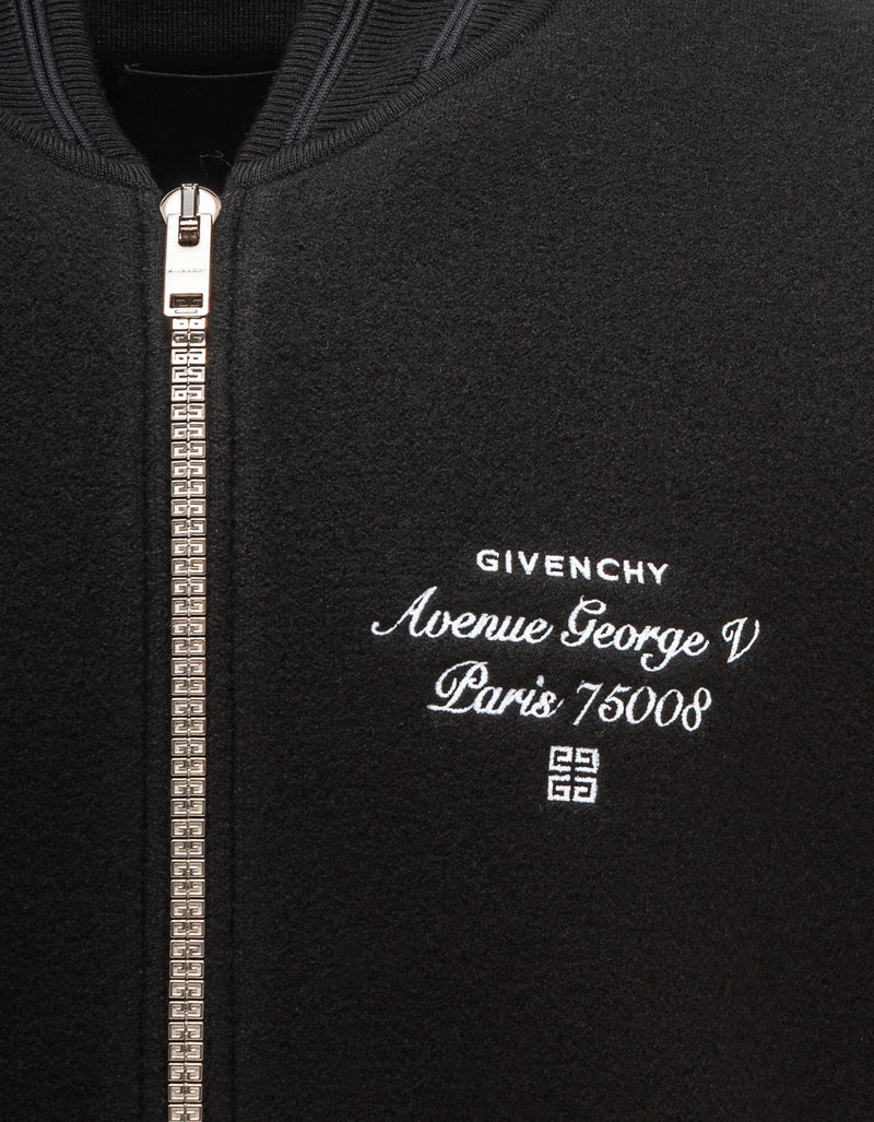 Givenchy Black Embroidered College Logo Bomber Jacket