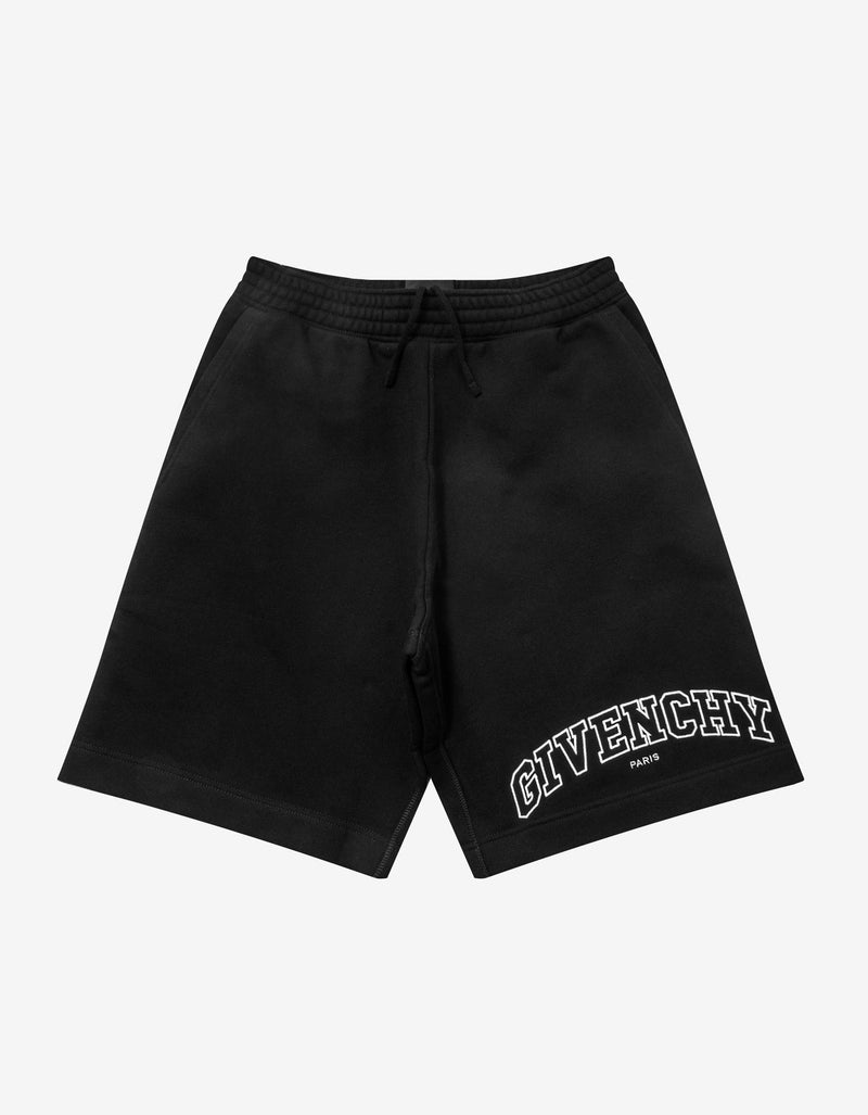 Givenchy Black Embroidered College Logo Sweat Shorts