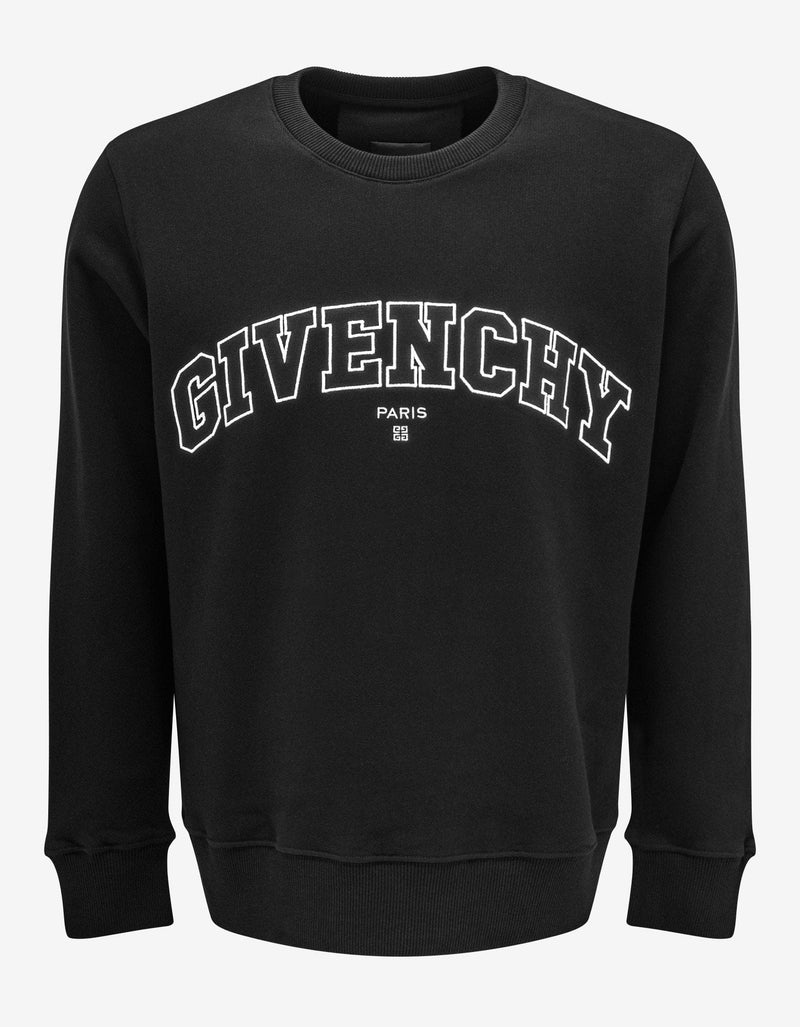 Givenchy Black Embroidered College Logo Sweatshirt
