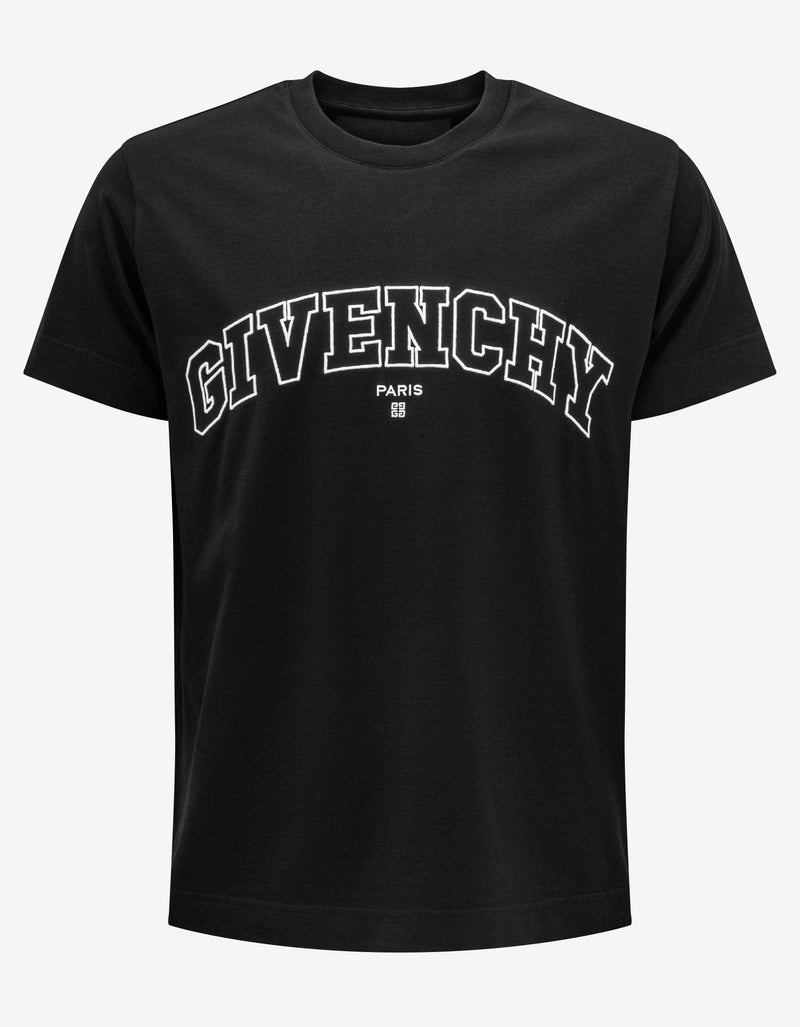 Givenchy Black Embroidered College Logo T-Shirt