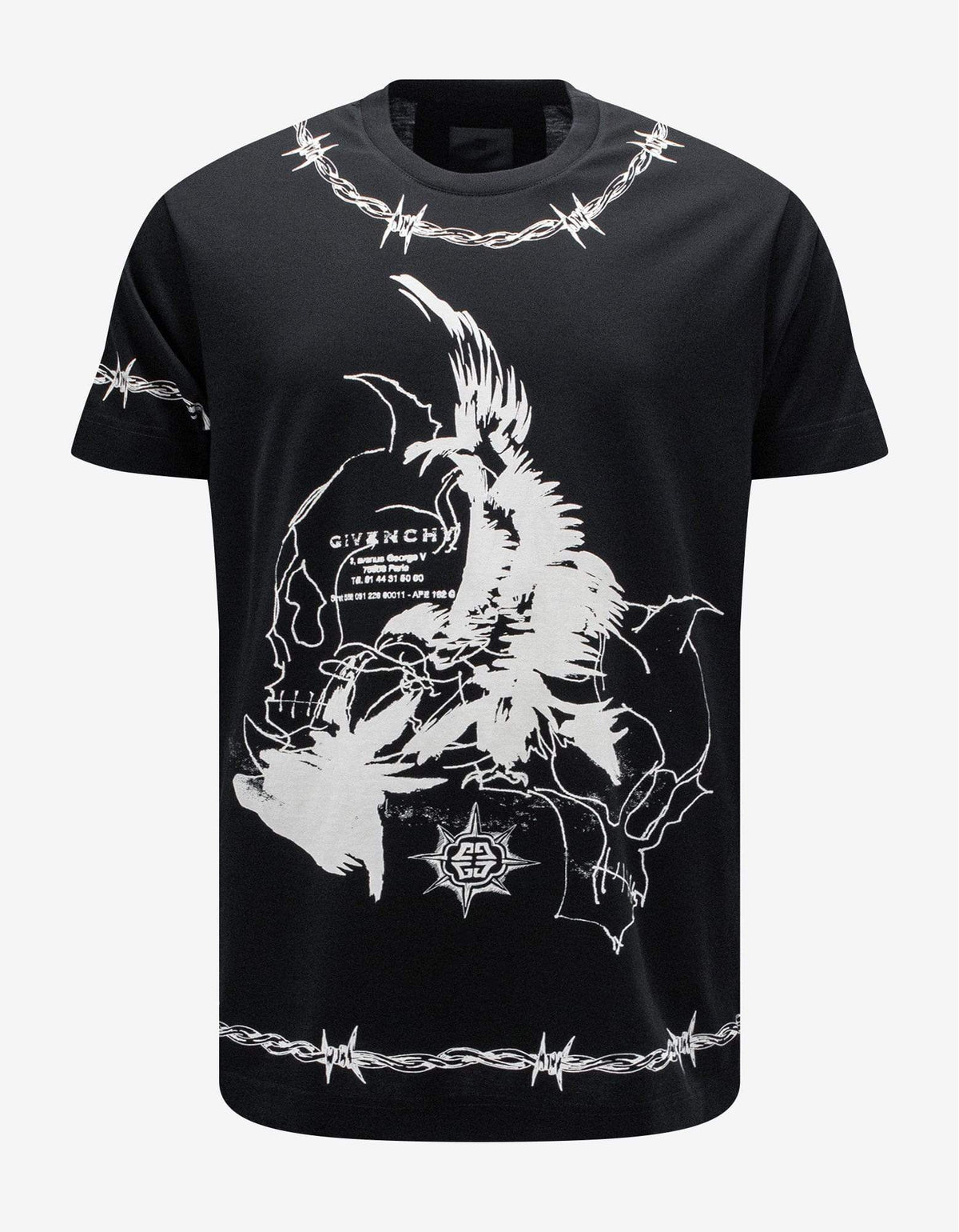 Givenchy Black Gothic Print Oversized T-Shirt