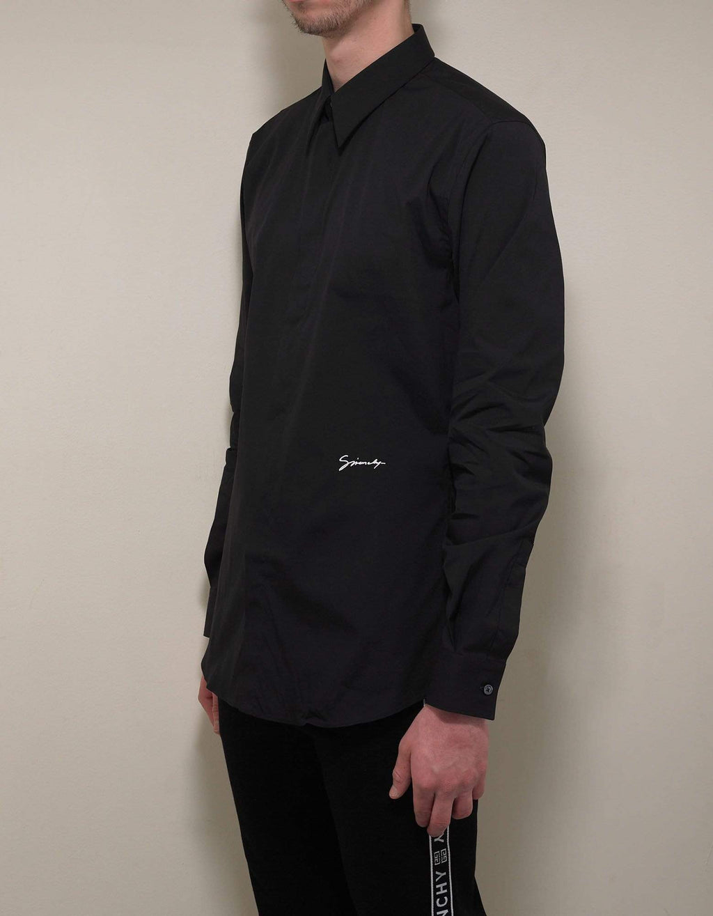 Givenchy Black Logo Signature Stretch-Cotton Shirt