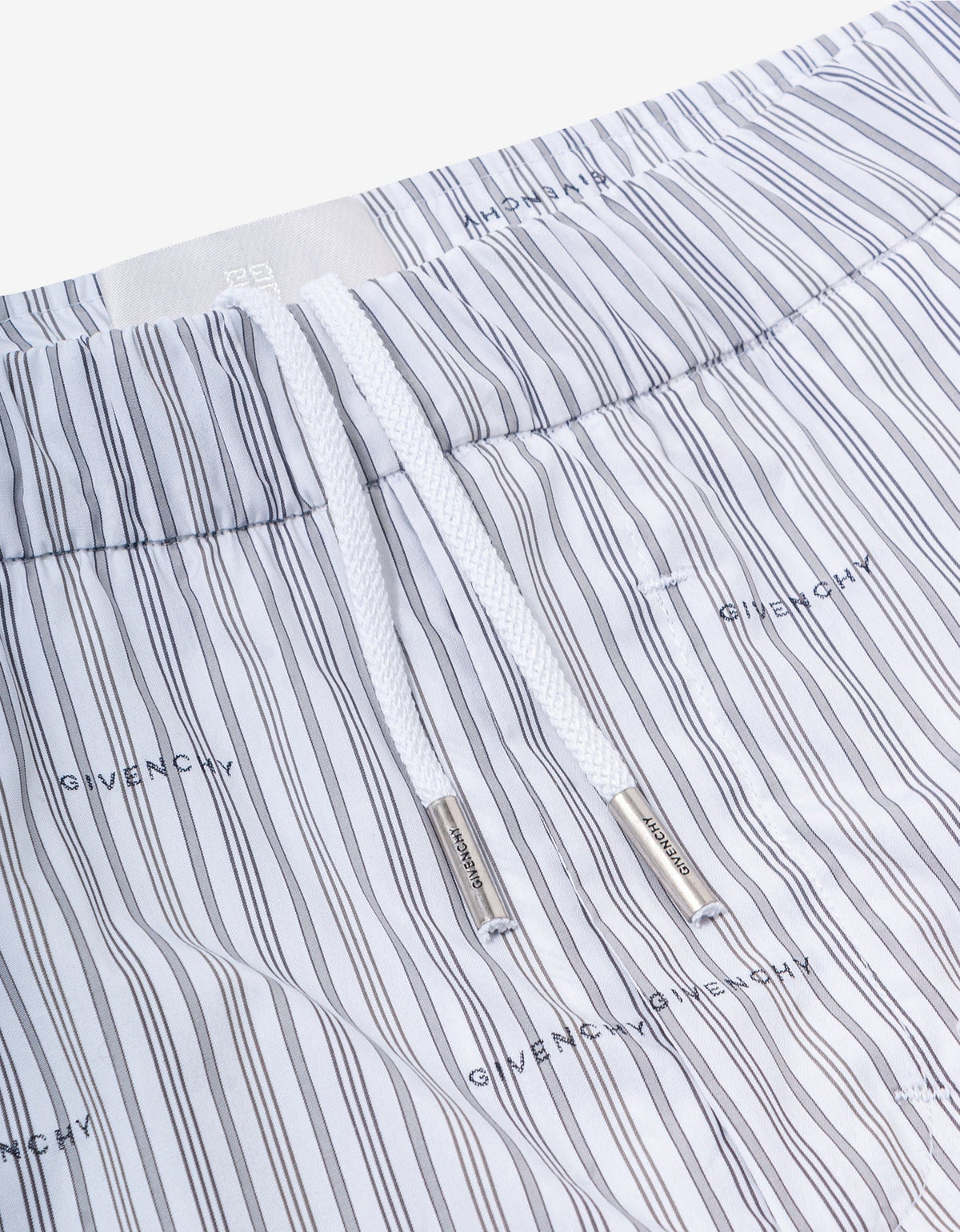 Givenchy Grey All-Over Logo Stripe Shorts